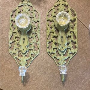 Vintage Style Green Wall Sconces with Glass Accents
